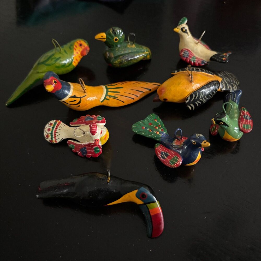 Set of 9 Vintage Handcrafted Ceramic Birds Of The World Figure Ornaments